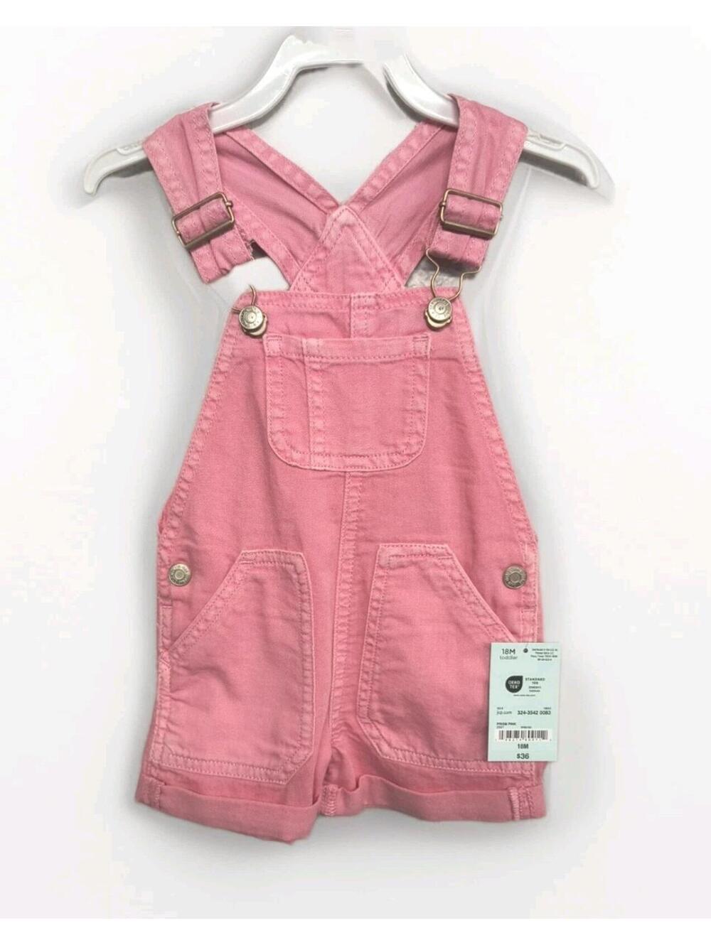 New Toddler Girls Okie Dokie Pink Denim  Shortalls Overalls Shorts Size 3t